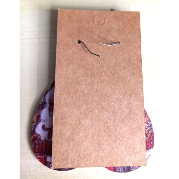 Santa Earrings Merry Christmas Muted Sunflower Leopard Greenery Patterns - Picture 3 of 4